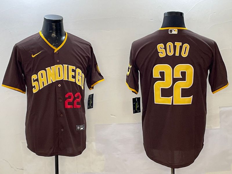 Men San Diego Padres 22 Soto Brown Game 2025 Nike MLB Jersey style 4
